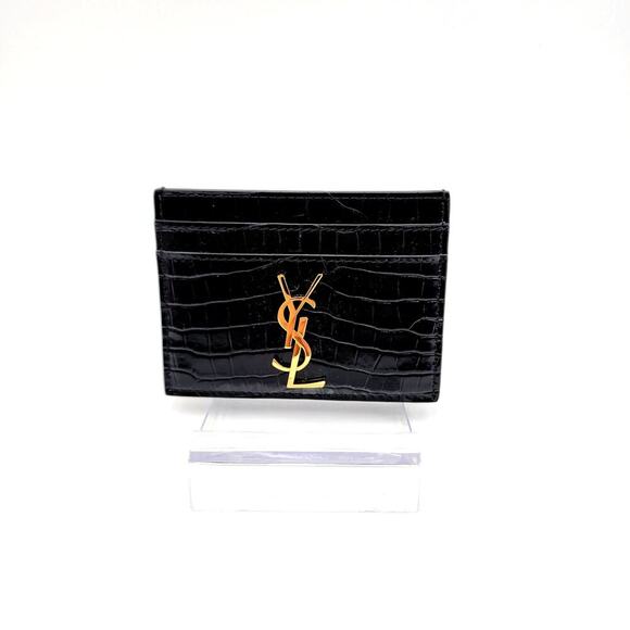 YSL/YVES SAINT LAURENT Cassandre Saint Laurent Card Case in Crocodile - Picture 3 of 9